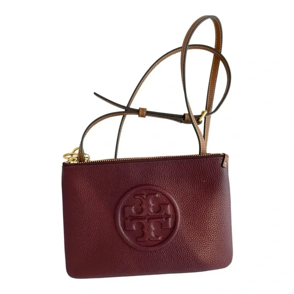 Tory Burch Burgundy and Tan Crossbody Bag - Picture 3 of 9